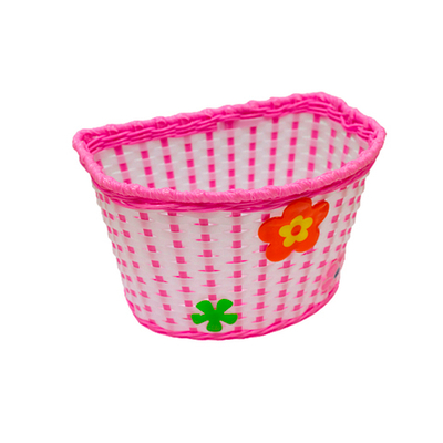 Корзина на 16" бело-розовая с 3 цветочками, пластик. 240x165x155мм.HL-BS02-4
