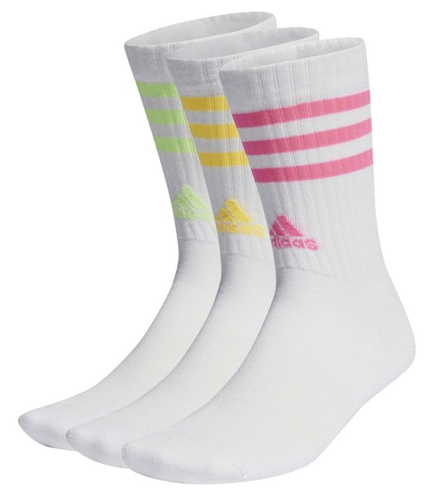 Теннисные носки Adidas 3-Stripes Cushioned Crew Socks 3P - white/lucid lemon/lucid orange/lucid
