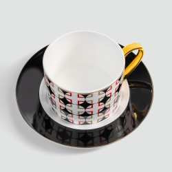 Чайная пара Farforite «Сигнум черный» 250 мл в подарочной коробке