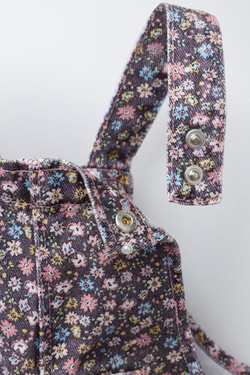 ZARA КОМБИНЕЗОН С ЦВЕТОЧНЫМ ПРИНТОМ, КОРИЧНЕВЫЙ