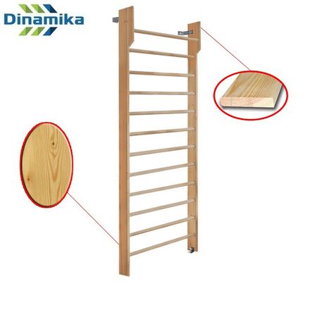 Стенка шведская 2600х1000 боковина 140 с турником (массив.сосна)