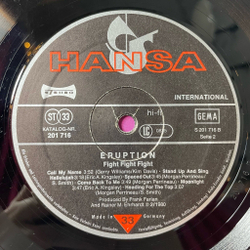 Винтажная виниловая пластинка LP Eruption Fight (Germany 1980)