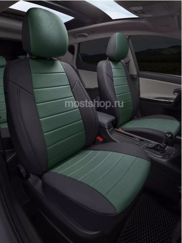 Авточехлы Kia Sportage IV с 15г. (темно-серый + алькантара синяя (широкий ромб)) (Эксклюзивный комплект)