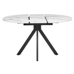 Стол Bradex Home Rudolf круглый раскладной 100-130x100x75см, белый мрамор, чёрный