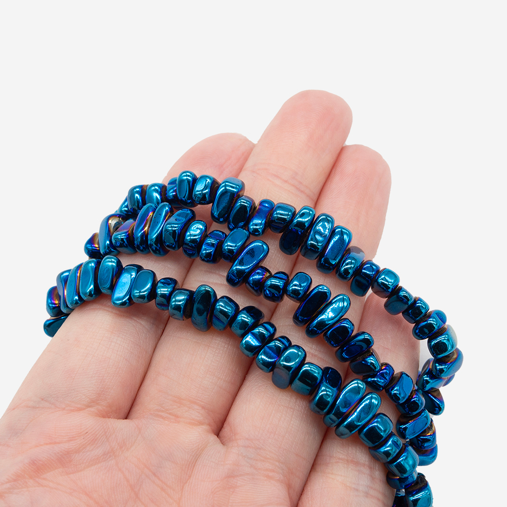 Гематин (гематит), оттенок "Синий металлик", фриформ 5-8мм