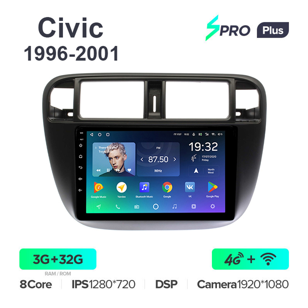 Teyes SPRO Plus 9"для Honda Civic 1996-2001 (прав)