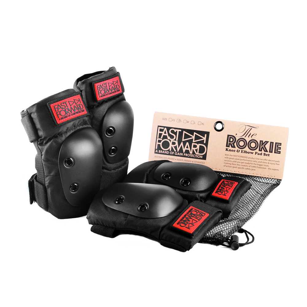 Защита комплект на колени и локти KNEE & ELBOW PADS sets FAST FORWARD ROOKIE XS (20-25, 24-30см) черная GAIN