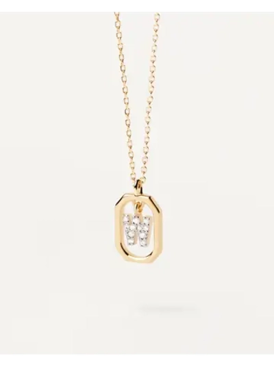 Колье женское PDPaola Мини-Буква W серебро 925 пробы покрытое золотом 750 пробы CO01-534-U