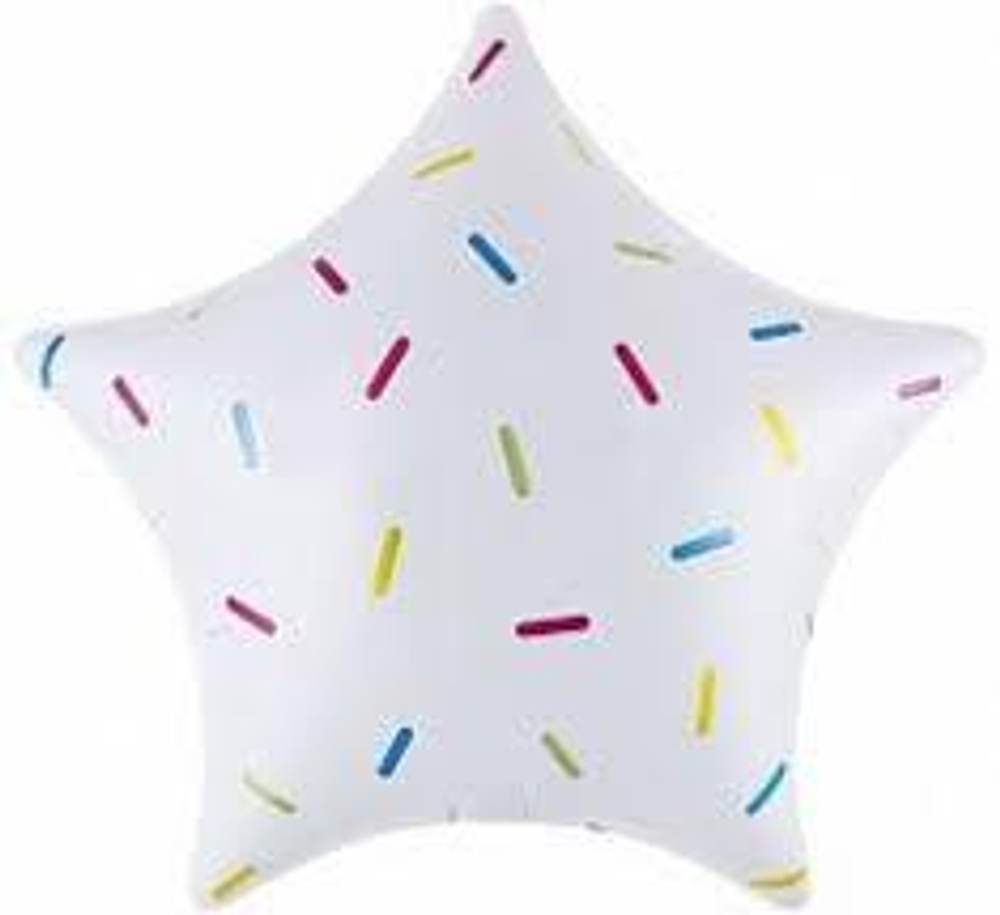 Шар (18""/46 см) Звезда, Сладкое конфетти, белый 1 шт. А34