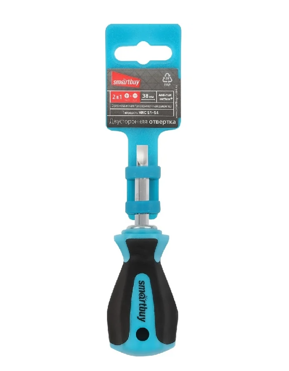Двусторонняя отвертка с переставной битой Smartbuy ph2, sl6, 38 мм, резиновая рукоятка, tools SBT-SCN-2P3