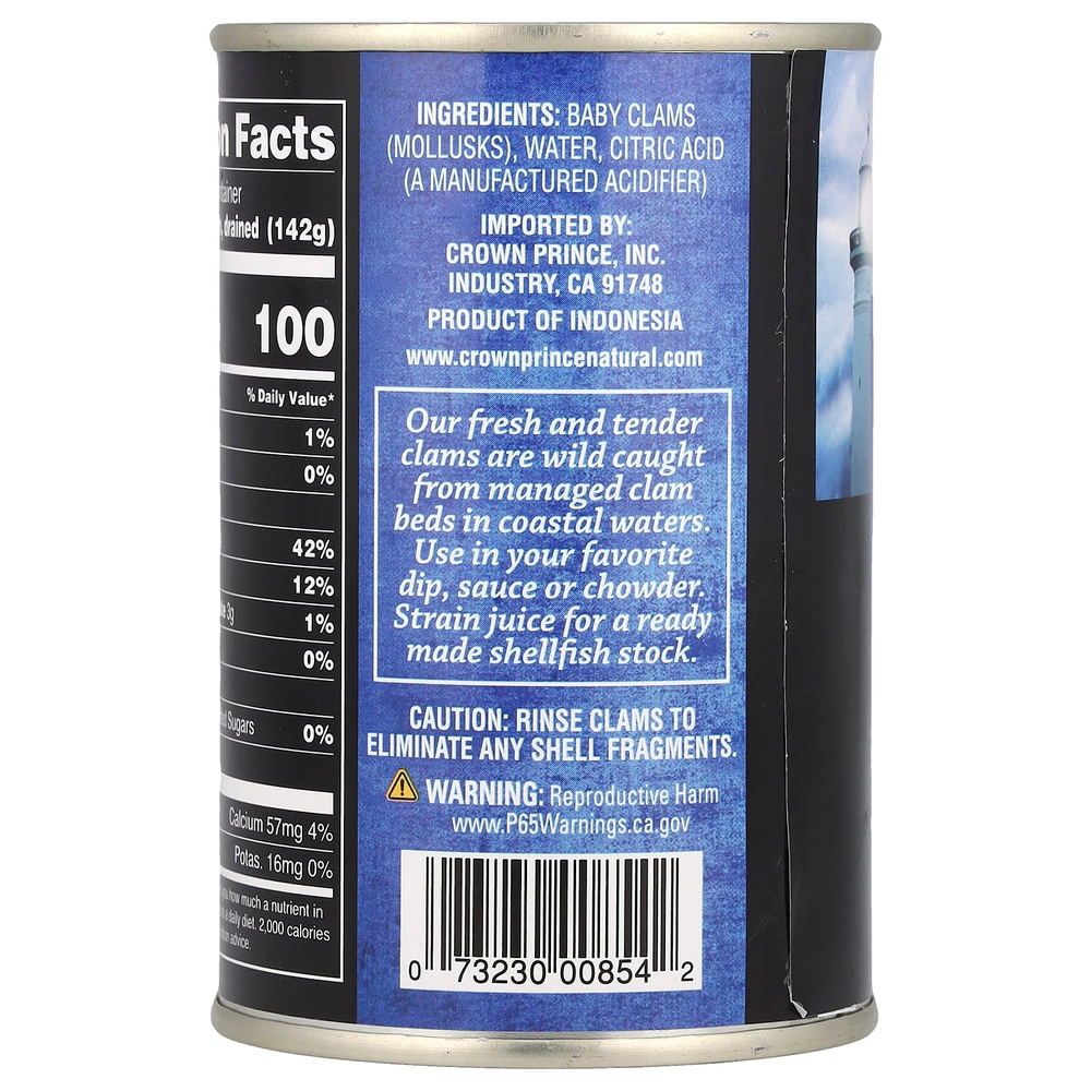 Crown Prince Natural, целые мини-моллюски, упакованные в воду, 283 г (10 унций)