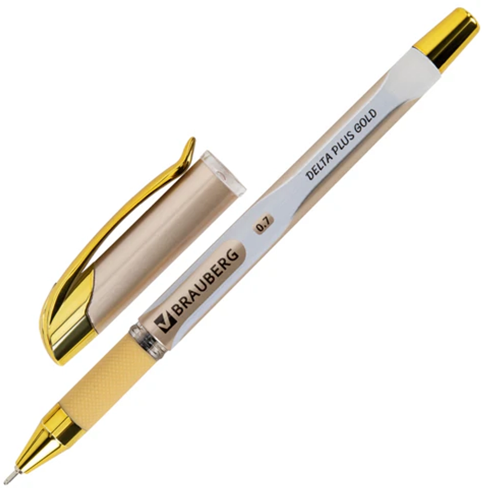 Ручка шариковая масляная с грипом BRAUBERG "Delta Plus Gold", СИНЯЯ