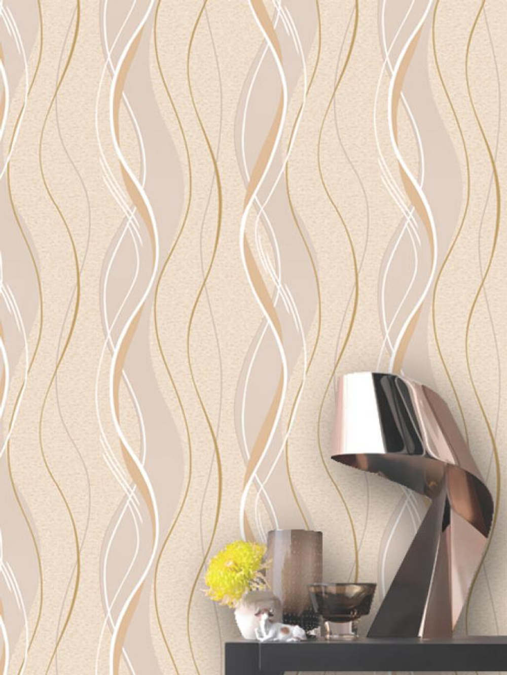 Обои в бобинах 0.53х200м Импульс бежевый