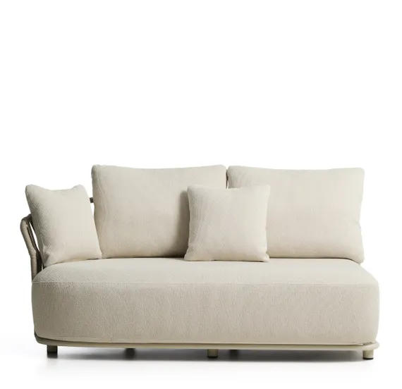 Двухместный модуль уличного дивана Osani из алюминия экрю и веревки цвета таупе 170 см