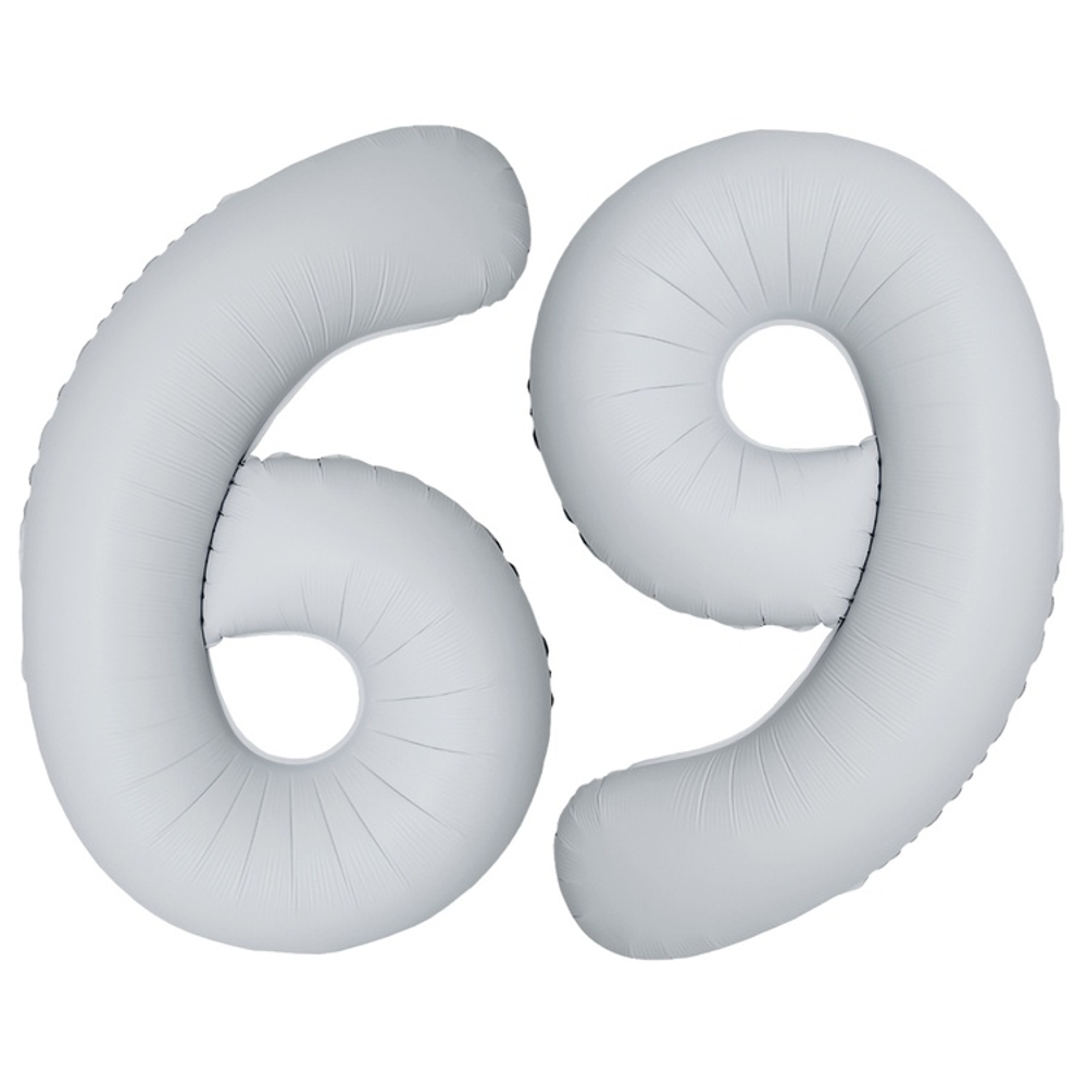 Шар фольгированный Цифра 6 101 см (Белый)