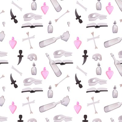 Артефакты ведьмы: череп, кости, книги, зелья, любовный напиток