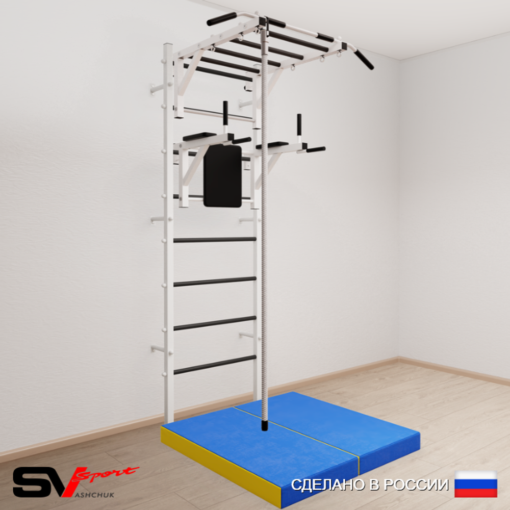 Шведская стенка Sv Sport усиленная 6404 (Турник рукоход/Брусья/Канат/Мат 1м)