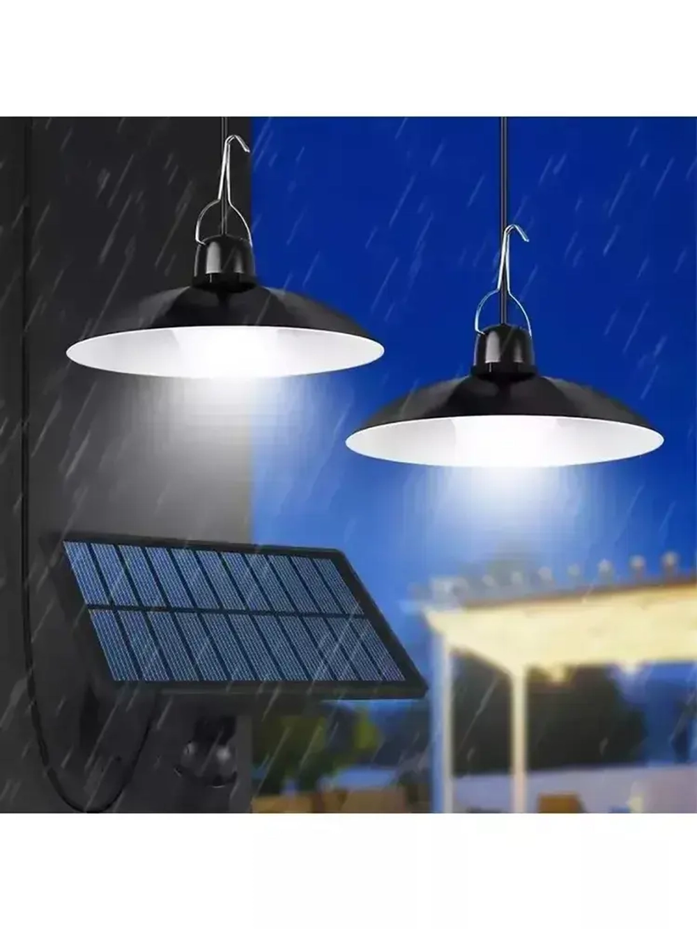 Садовый подвесной светильник на солнечной батарее Olean с 2 лампами, черный