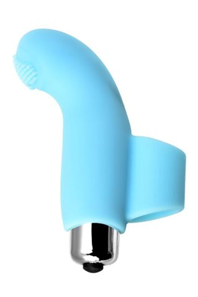 Голубая вибронасадка на палец JOS DANKO для точки G - 9,5 см. (Цвет: голубой)