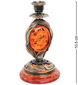 Народные промыслы AM- 618 Подсвечник «Ива» (латунь, янтарь)