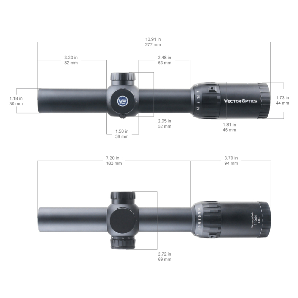 Оптический прицел Vector Optics Constantine 1-10x24 SFP, ( Сетка Fiber Center Dot / с подсветкой )