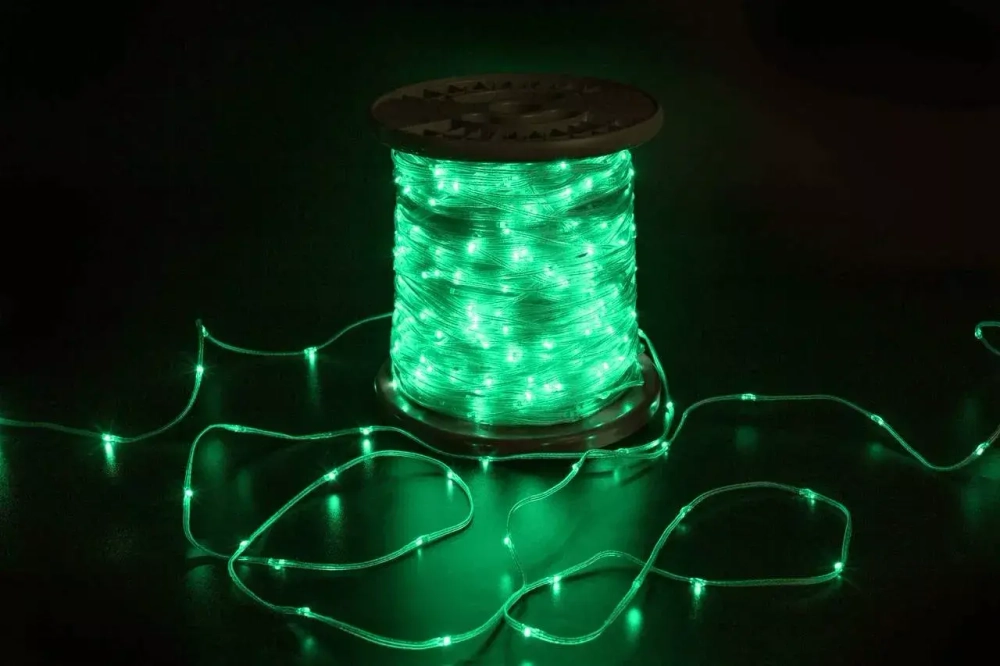 Светодиодная гирлянда Краса 200 м., 2000 LED, 24V, зелёный, статика, прозрачный провод, Teamprof (TPF-CR200-24V-T/G)