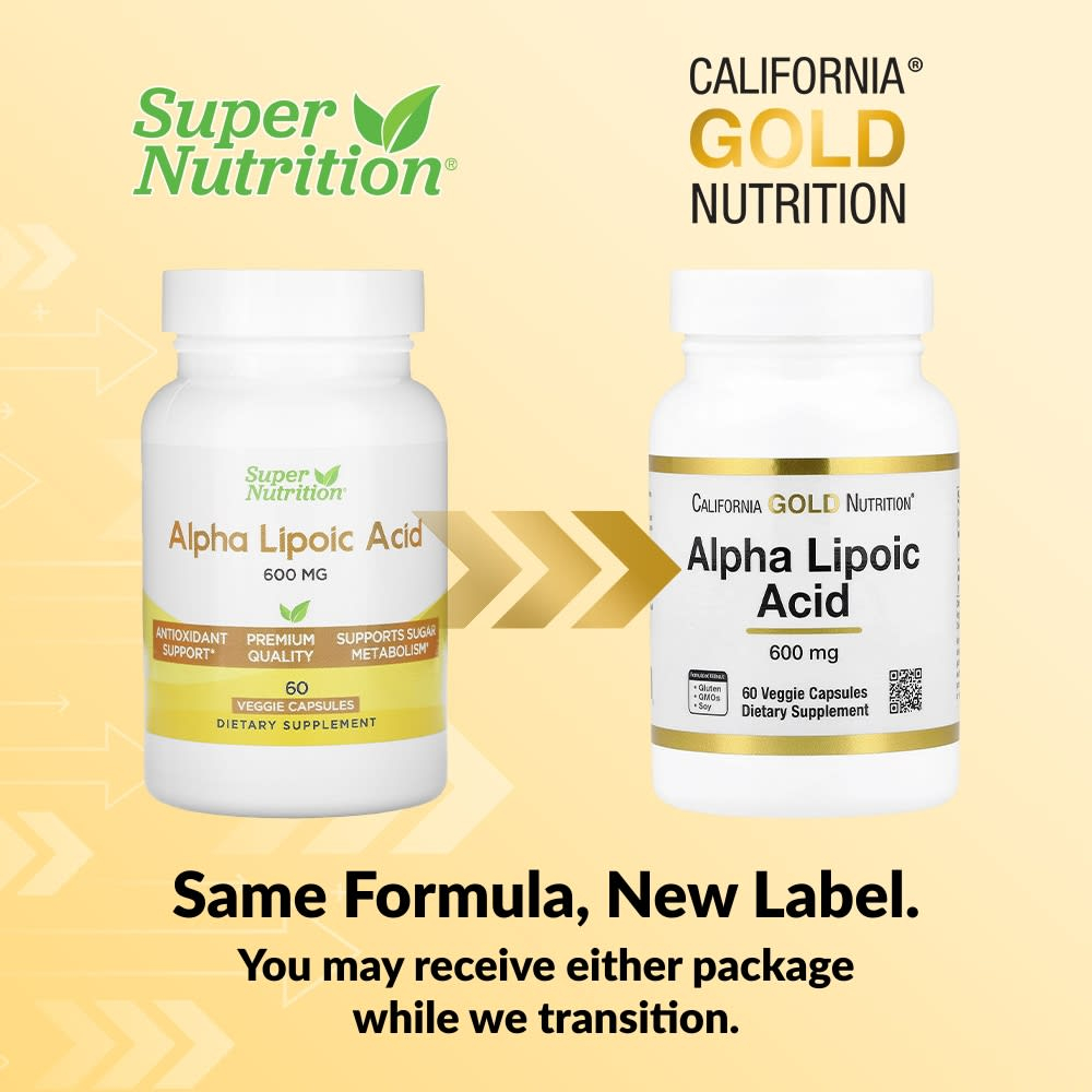 California Gold Nutrition, альфа-липоевая кислота, 600 мг, 60 растительных капсул