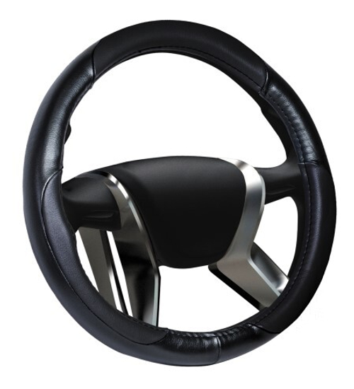 Оплетка руля M 37-38 см кожа черная (AZARD)