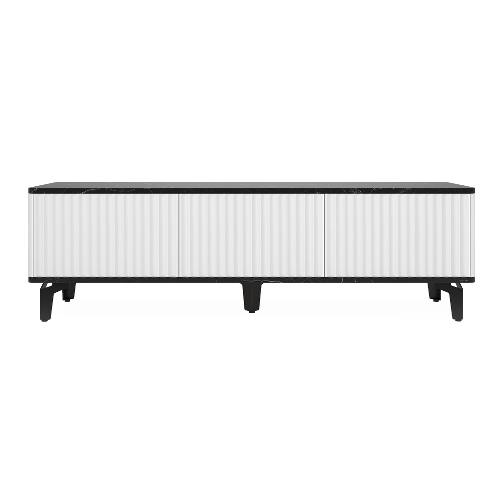 Тумба под телевизор на ножках ROYAL 5031 эко (Мрамор Неро-Черный)