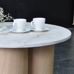 Комплект журнальных столиков с камнем Лейна лофт 2 шт, дизайнерский кофейный столик в гостиную, белый обеденный круглый стол