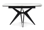 Керамический стол Woodville Риполь 140(180)х80 белый мрамор snow white, черный, ножки черные