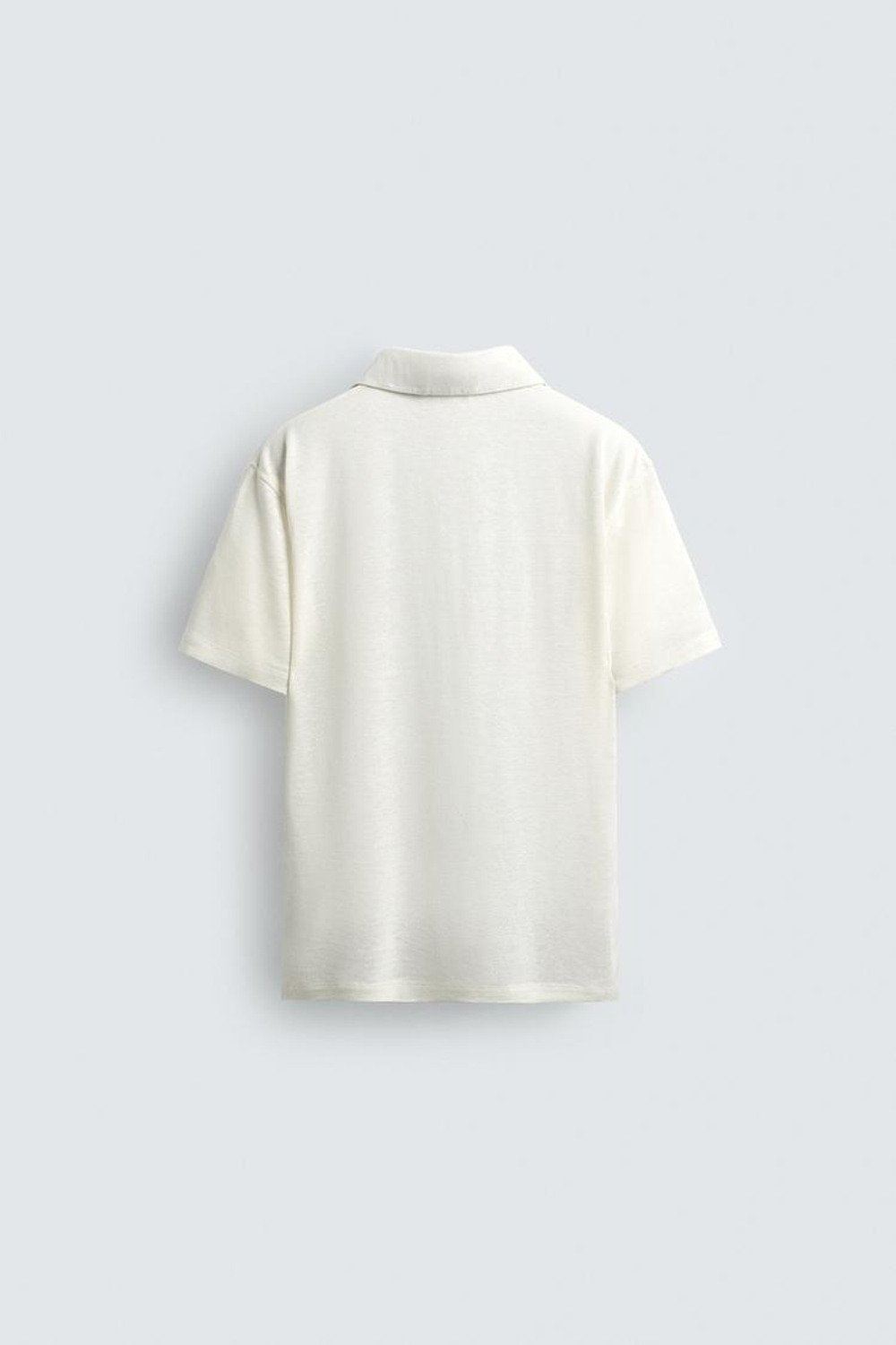 ZARA ТРИКОТАЖНОЕ ПОЛО ИЗ КОНОПЛИ И ВИСКОЗЫ, ЭКРЮ