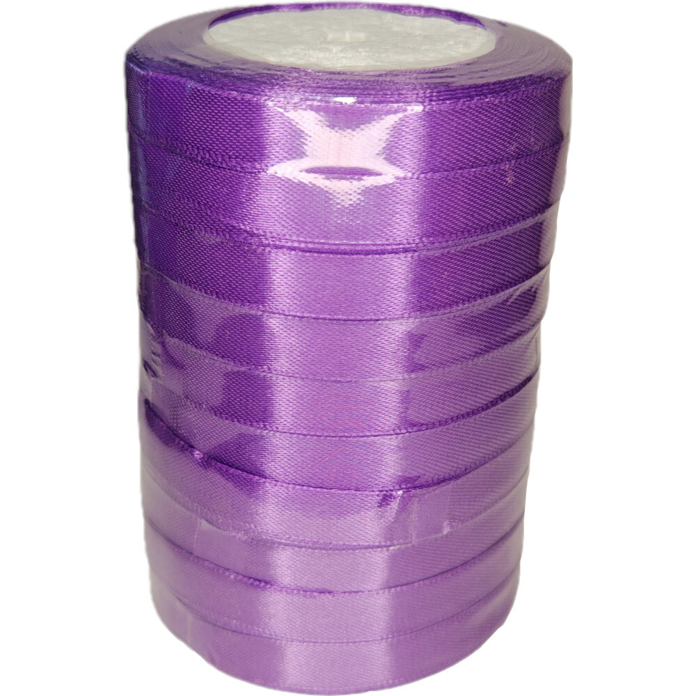 Лента упаковочная атласная 12мм, 22 м фиолетовая (10шт/уп)