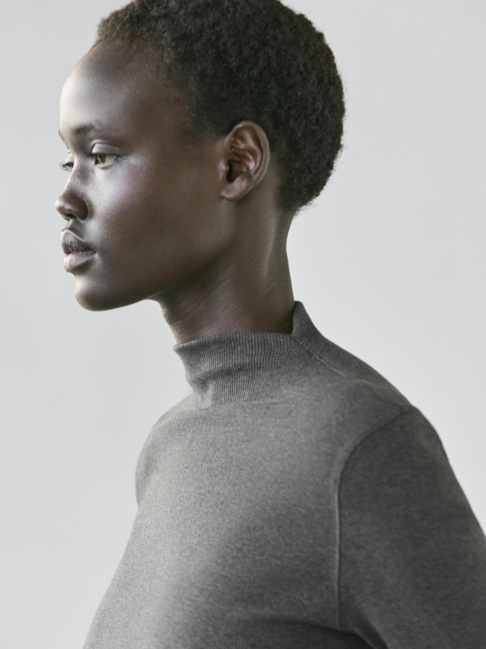 Massimo Dutti Хлопковая футболка с коротким рукавом, серый