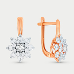 Серьги женские с фианитами из розового золота 585 пробы (арт. 002352-1102)