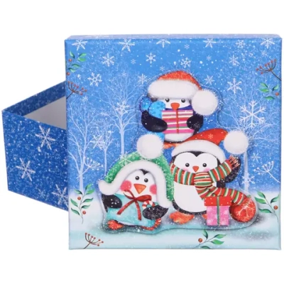 Коробка подарочная «Веселые пингвинята» 15,5*15,5*7,5 см