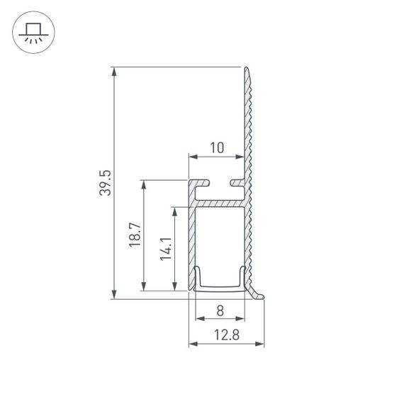 Профиль встраиваемый Arlight Wall-Fantom-Bent-W10-Side-2000 Anod 043694