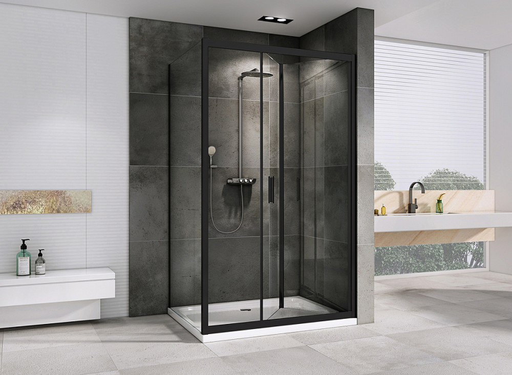 Душевой уголок Abber Sonnenstrand 100х80 AG07100B-S80B профиль Черный стекло прозрачное