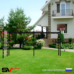 Уличная шведская стенка Sv Sport рукоход х 2 с комплектом турник прямой У50044К (Щит баскет/Сетка)