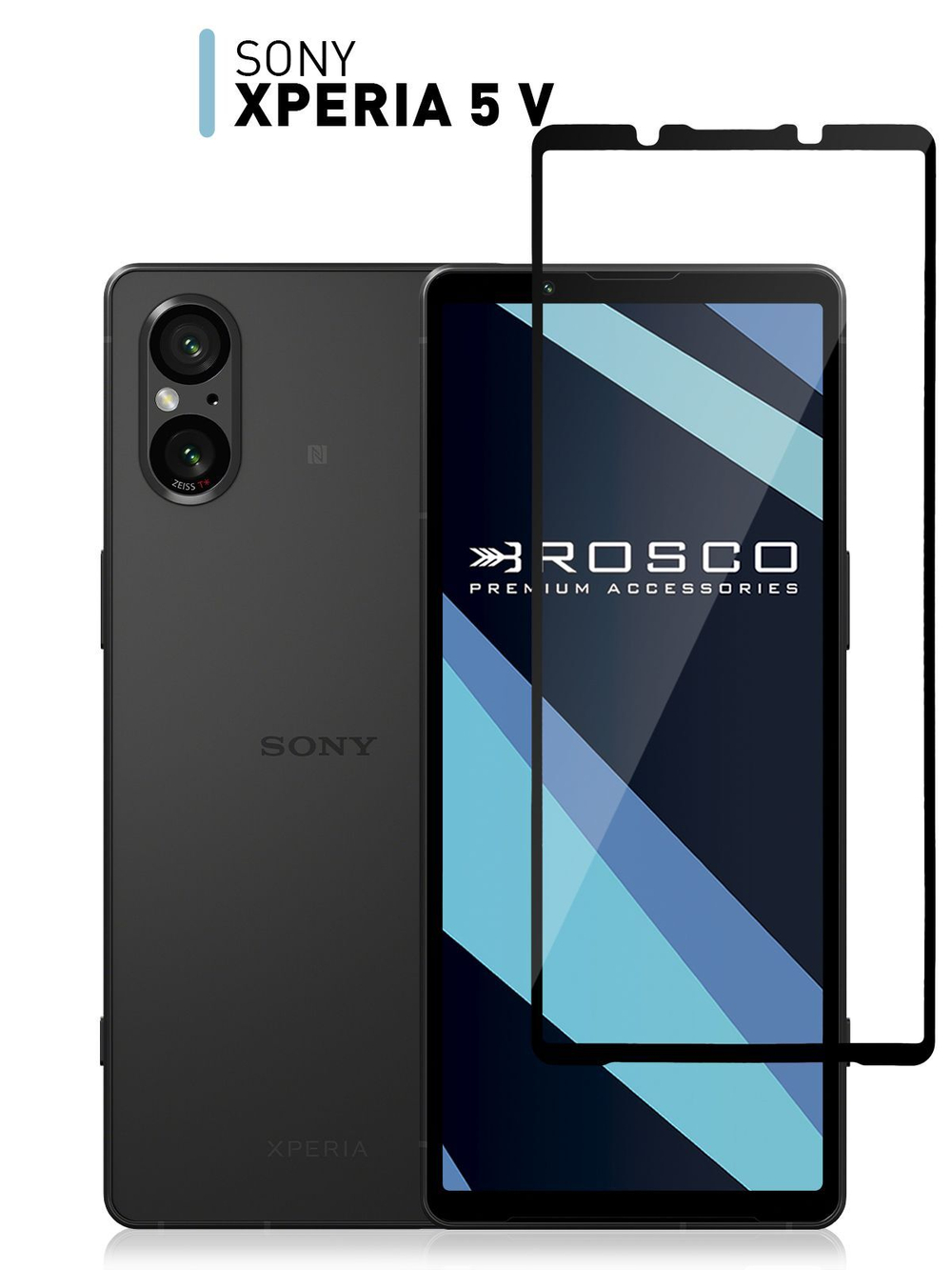 Защитное стекло ROSCO для Sony Xperia 5 V (арт.5(V)-FSP-GLASS-BLACK )