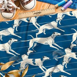 Ткань премиум бифлекс гончие на серо-голубом