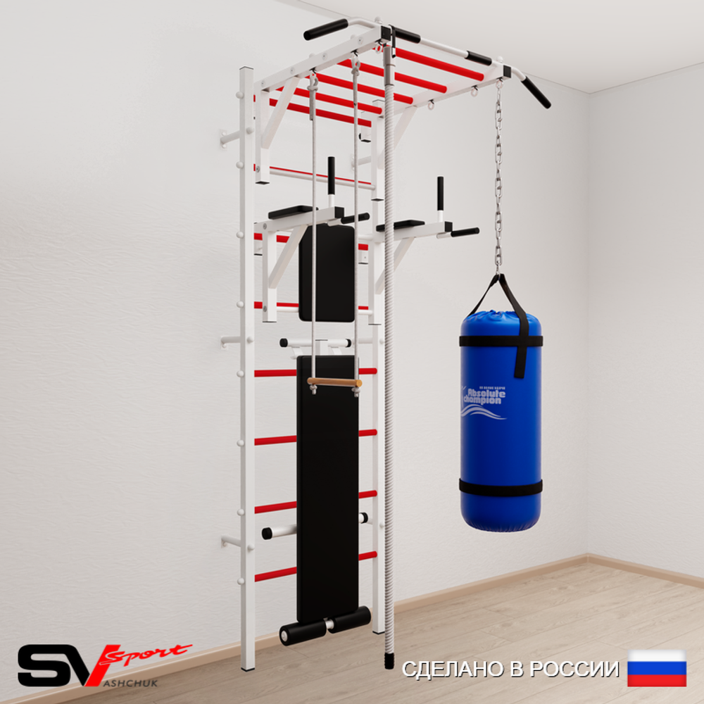 Шведская стенка Sv Sport 5561 (Турник рукоход/Брусья/Скамья/Канат/Трапеция/Цепь/Мешок 15кг)