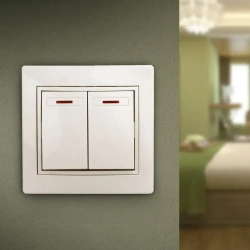 Выключатель Intro Plano 1-105-02 двухклавишный с подсветкой 10А-250В IP20 СУ слоновая кость