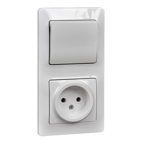 Schneider Electric Glossa Белый Блок: розетка и 1-клавишный выключатель IP20 скрытая установка GSL000160