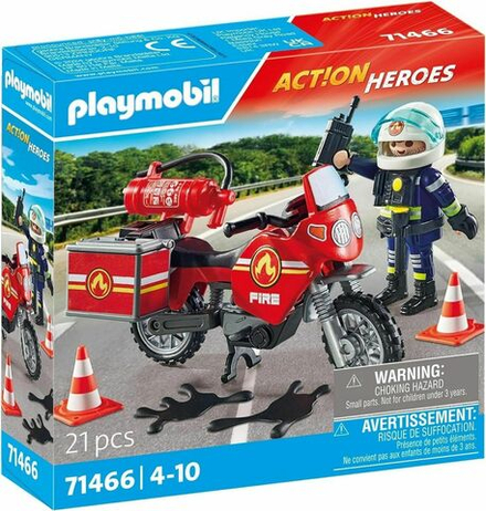 Конструктор Playmobil Action Heroes - Мотоцикл пожарной команды на месте аварии - Плеймобиль Сити 71466
