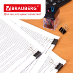 Зажимы для бумаг BRAUBERG комплект 12 шт. 25 мм на 100 листов черные картонная коробка (12 штук в упаковке)
