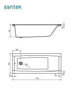 Ванна акриловая Santek Санторини прямоугольная 170х70