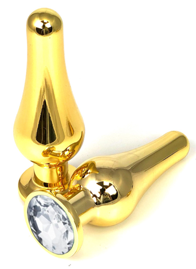 Анальная пробка "Vander" металл, танго, кристалл S, Золотой