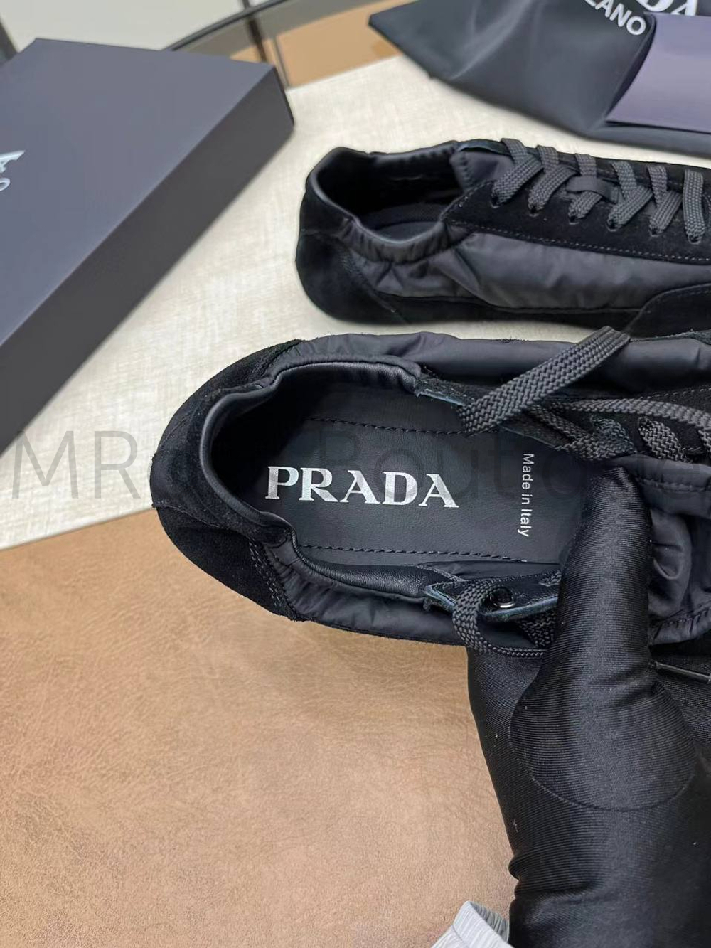 Кеды Prada Collapse женские кожаные черного цвета