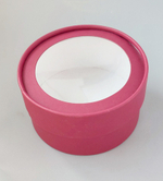 Коробка круглая с окном красная (матовая), 16*7см